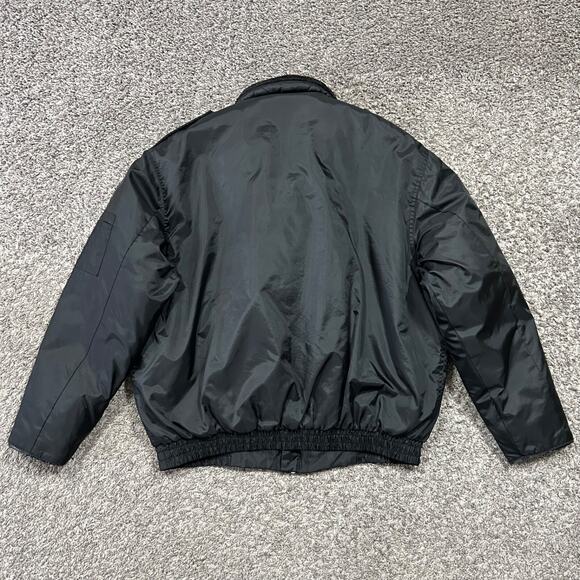 Vintage Bomber Jacket National Patrol Quilted Nylon Full Zip y2k Insulated Black - Picture 10 of 11